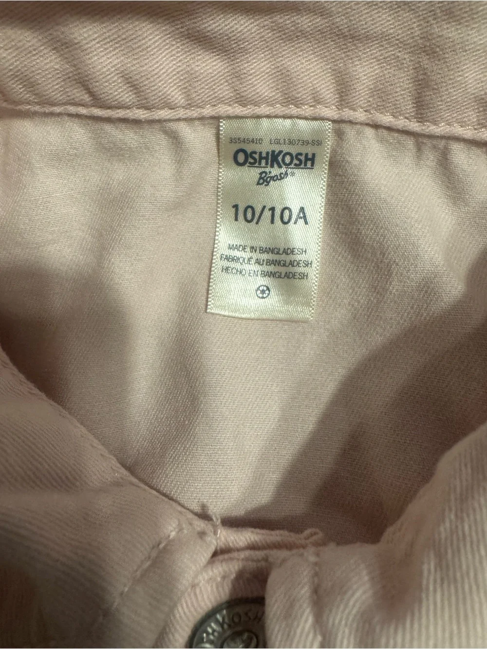 OshKosh B'gosh Pale Pink Button-Front Shirt Dress with Tie Belt